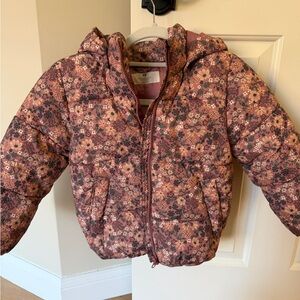 H&M Kids Floral Puffer Jacket - Pink and Brown